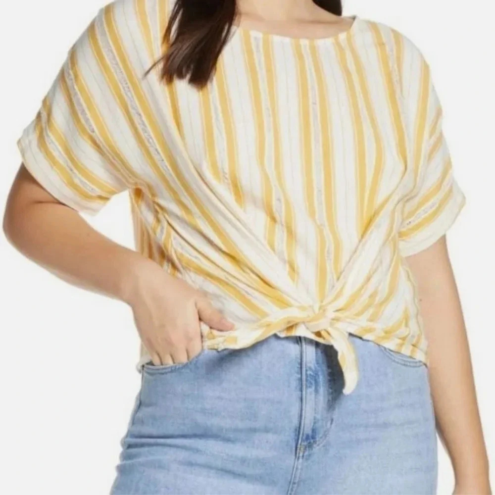 Lou & Grey Skip Doppy Tie-Front Top, Color Texas Sun Size M